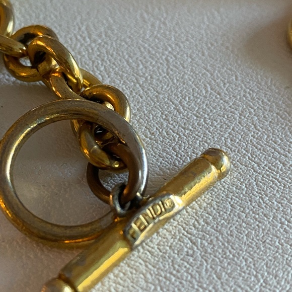 FENDI GOLD FF logo charm NECKLACE - Picture 5 of 8